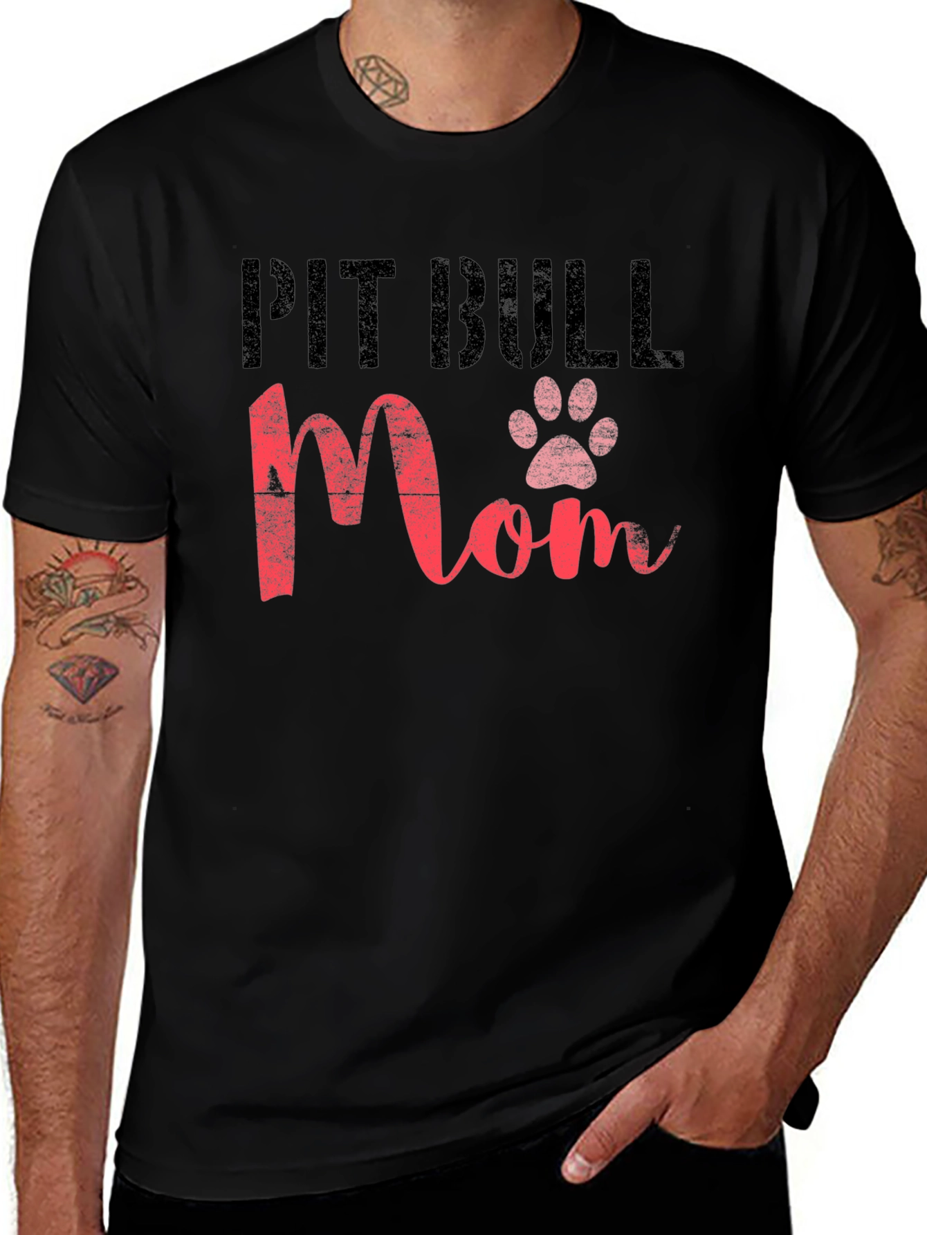 Pit Bull Mom Paw Print T-Shirt
