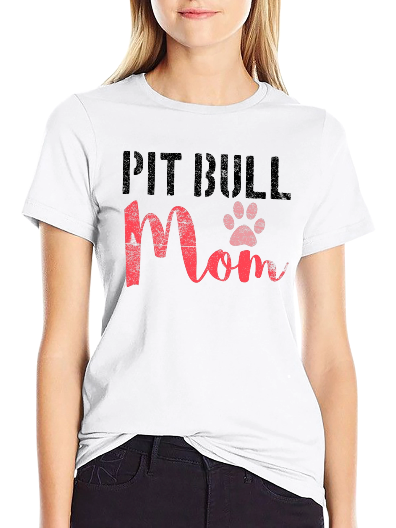 Pit Bull Mom Paw Print T-Shirt