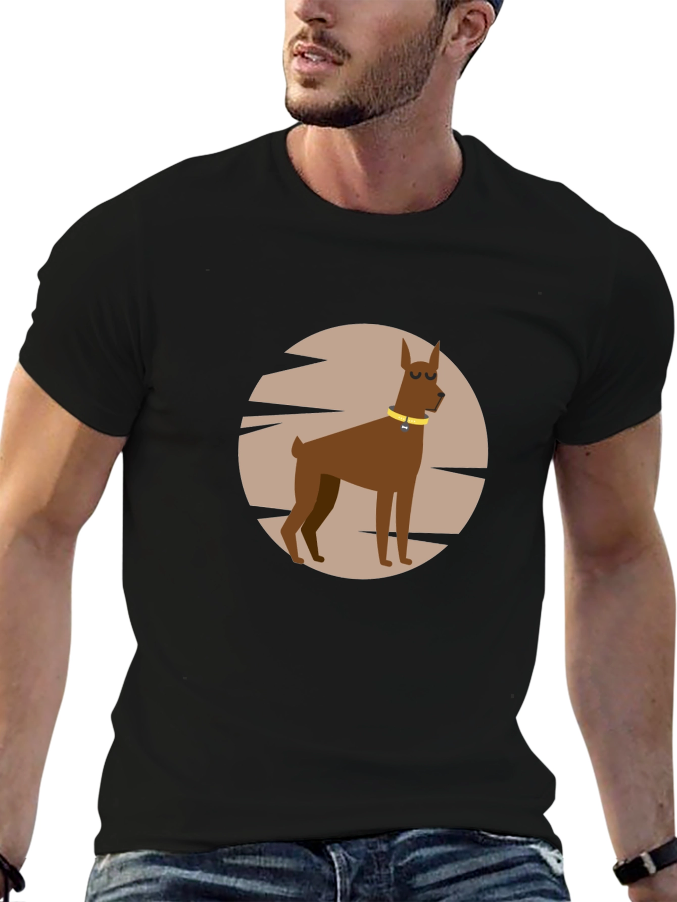Dog Graphic Print Black T-Shirt