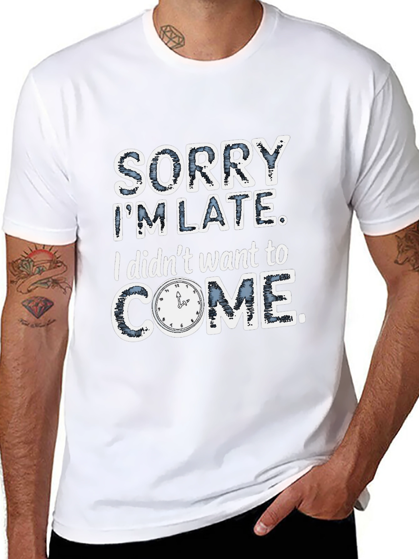 Funny Sorry Im Late Mens Graphic T-Shirt