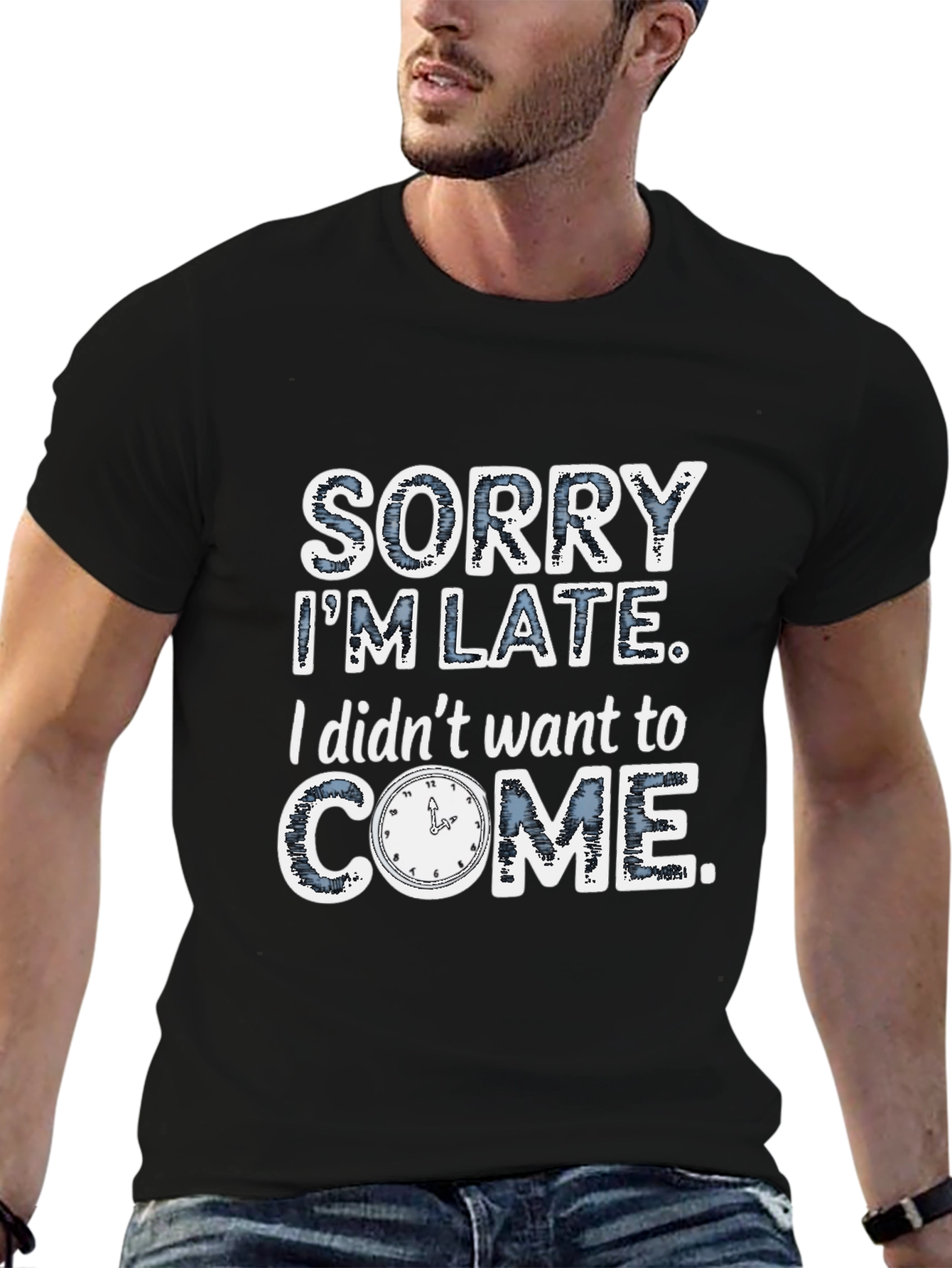 Funny Sorry Im Late Mens Graphic T-Shirt