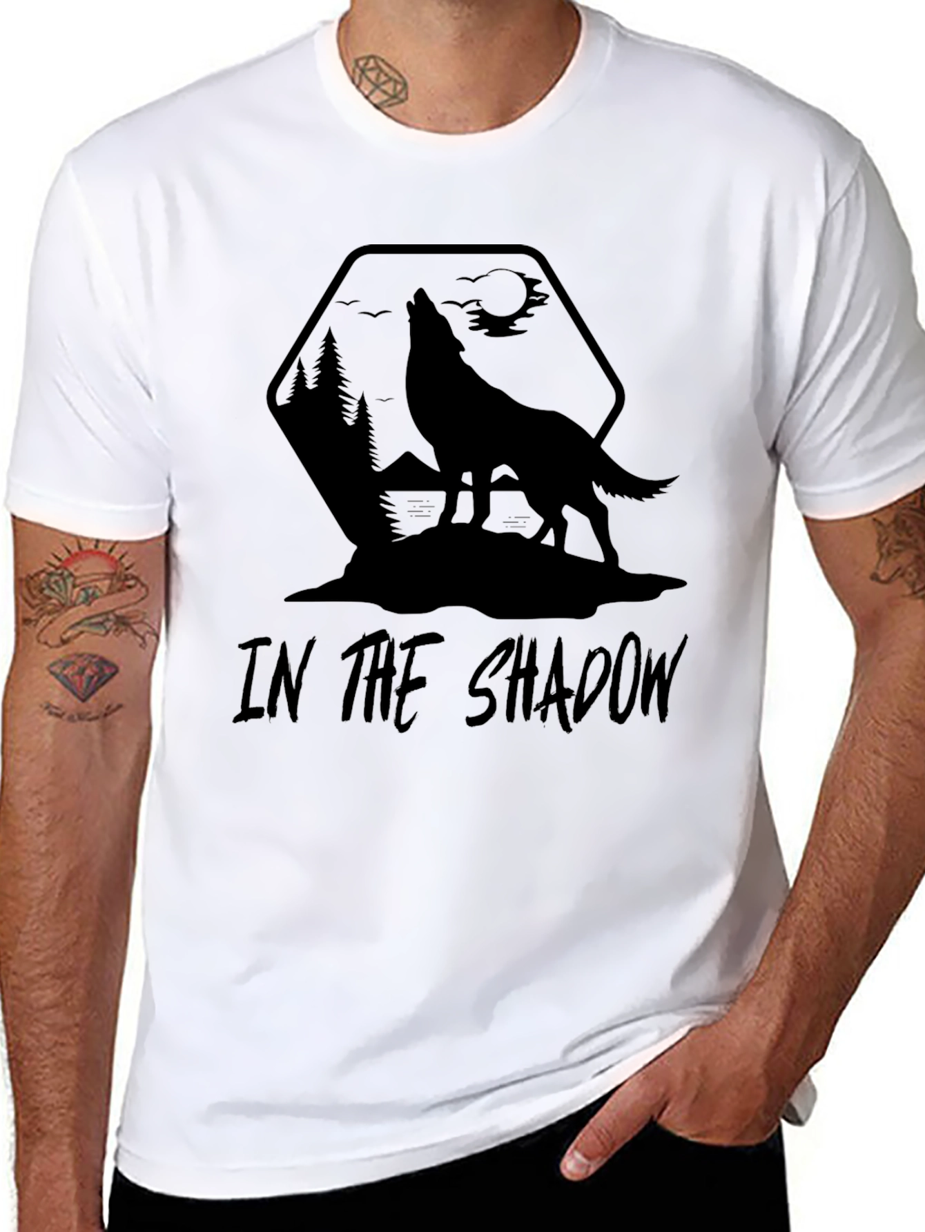 Shadow Wolf Graphic Tee - Mens Black T-Shirt