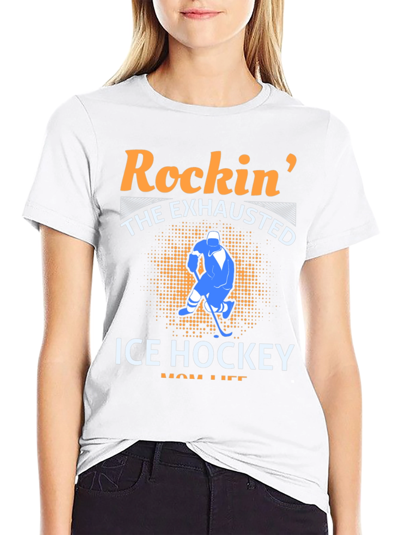 Rockin The Exhausted Ice Hockey Mom Life T-Shirt
