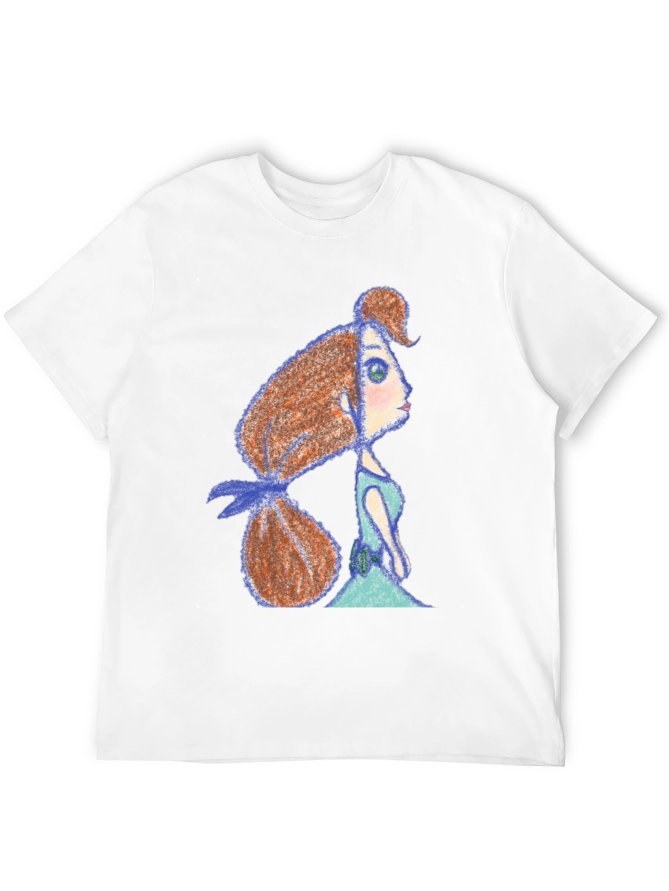 Whimsical Girl Print Black Tee