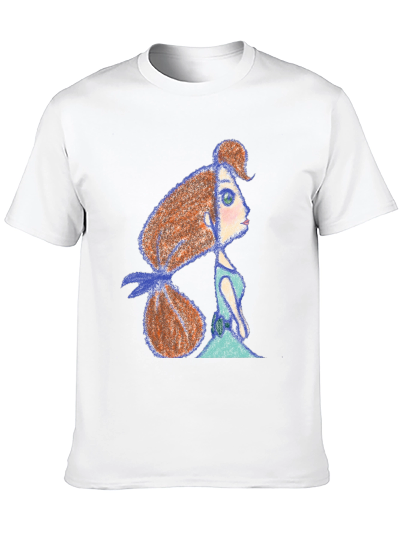 Whimsical Girl Print Black Tee