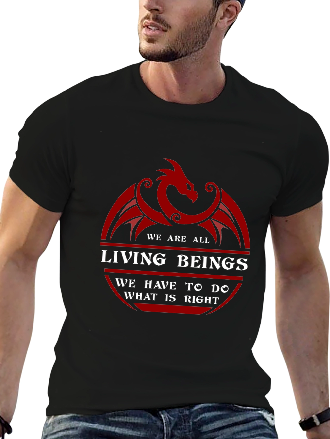 Dragon Living Beings Graphic Tee - Black