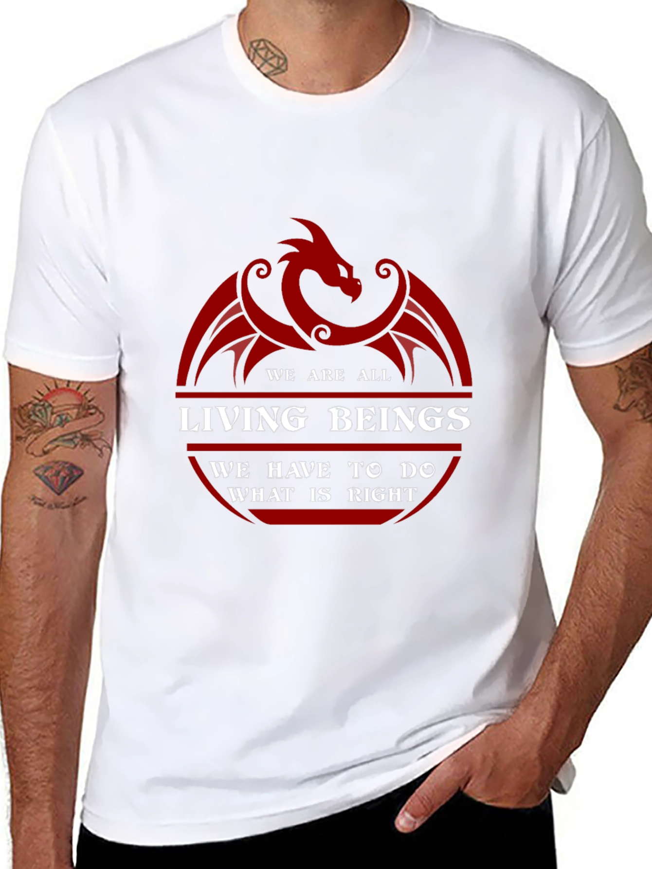 Dragon Living Beings Graphic Tee - Black