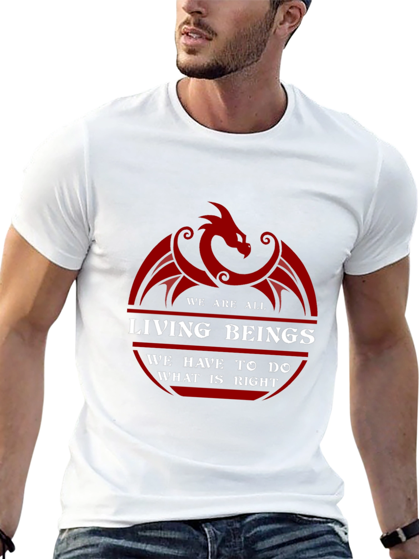 Dragon Living Beings Graphic Tee - Black