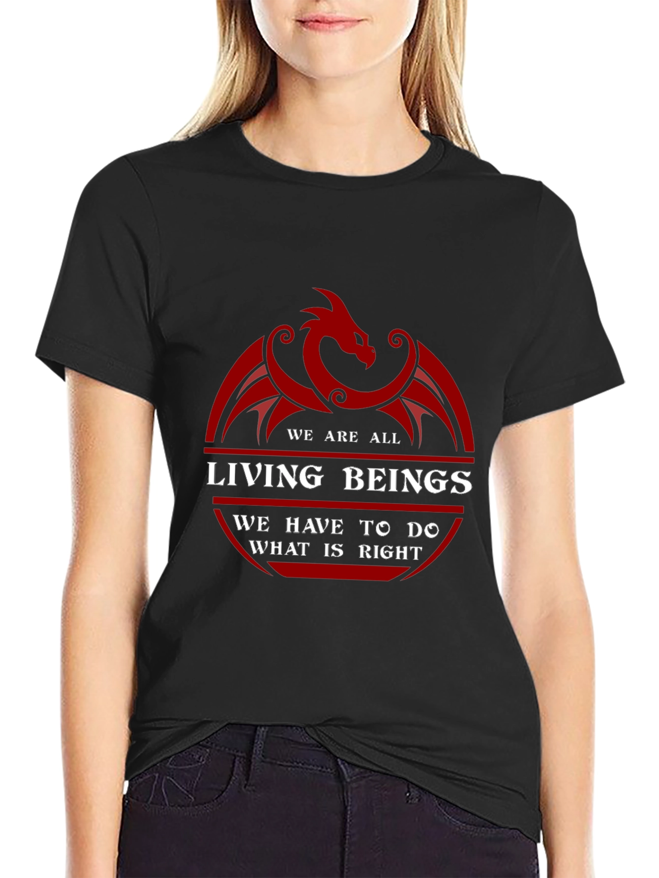 Dragon Living Beings Graphic Tee - Black