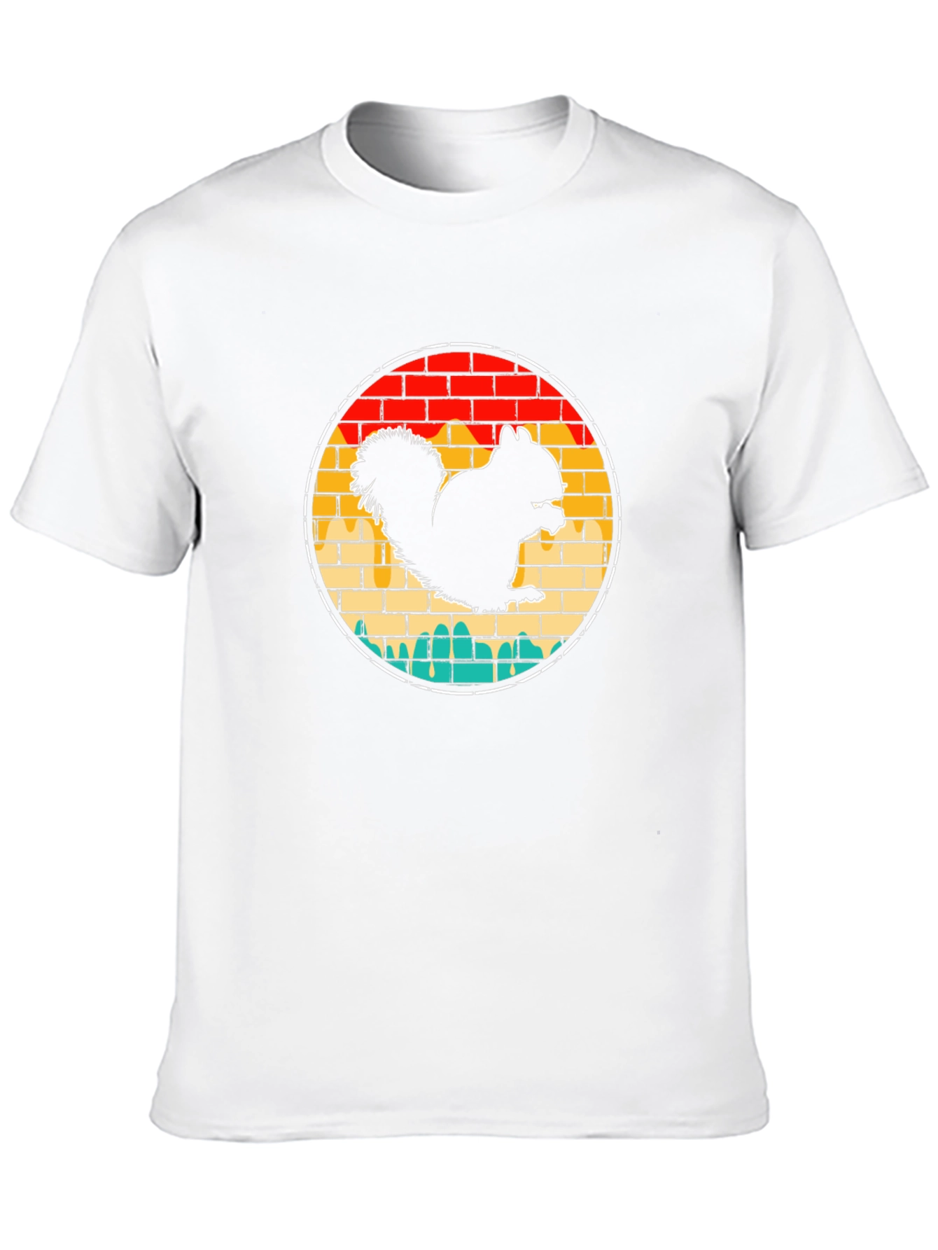 Squirrel Graphic Tee - Retro Brick Design