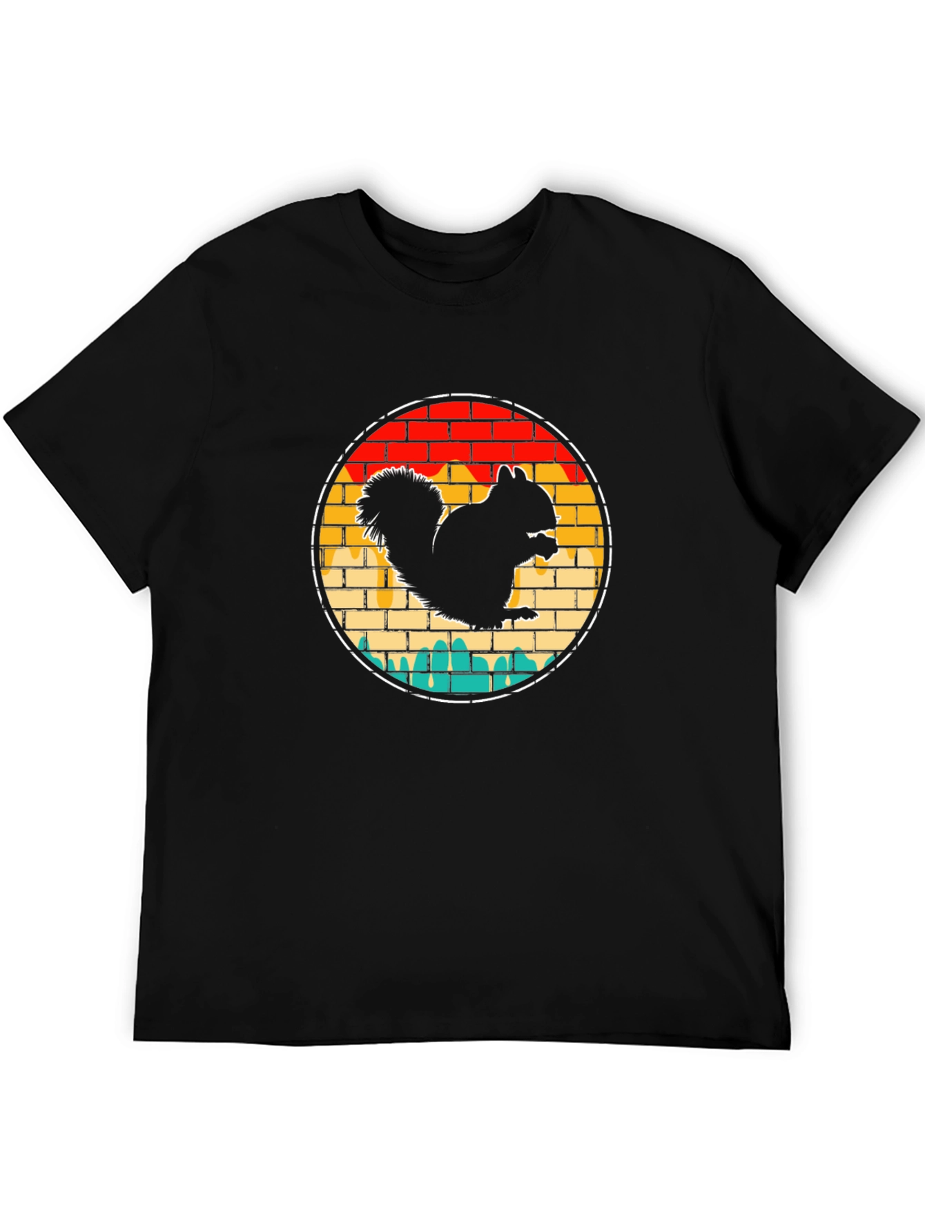 Squirrel Graphic Tee - Retro Brick Design