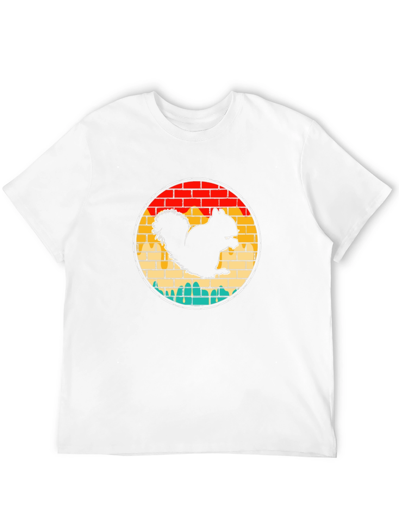 Squirrel Graphic Tee - Retro Brick Design
