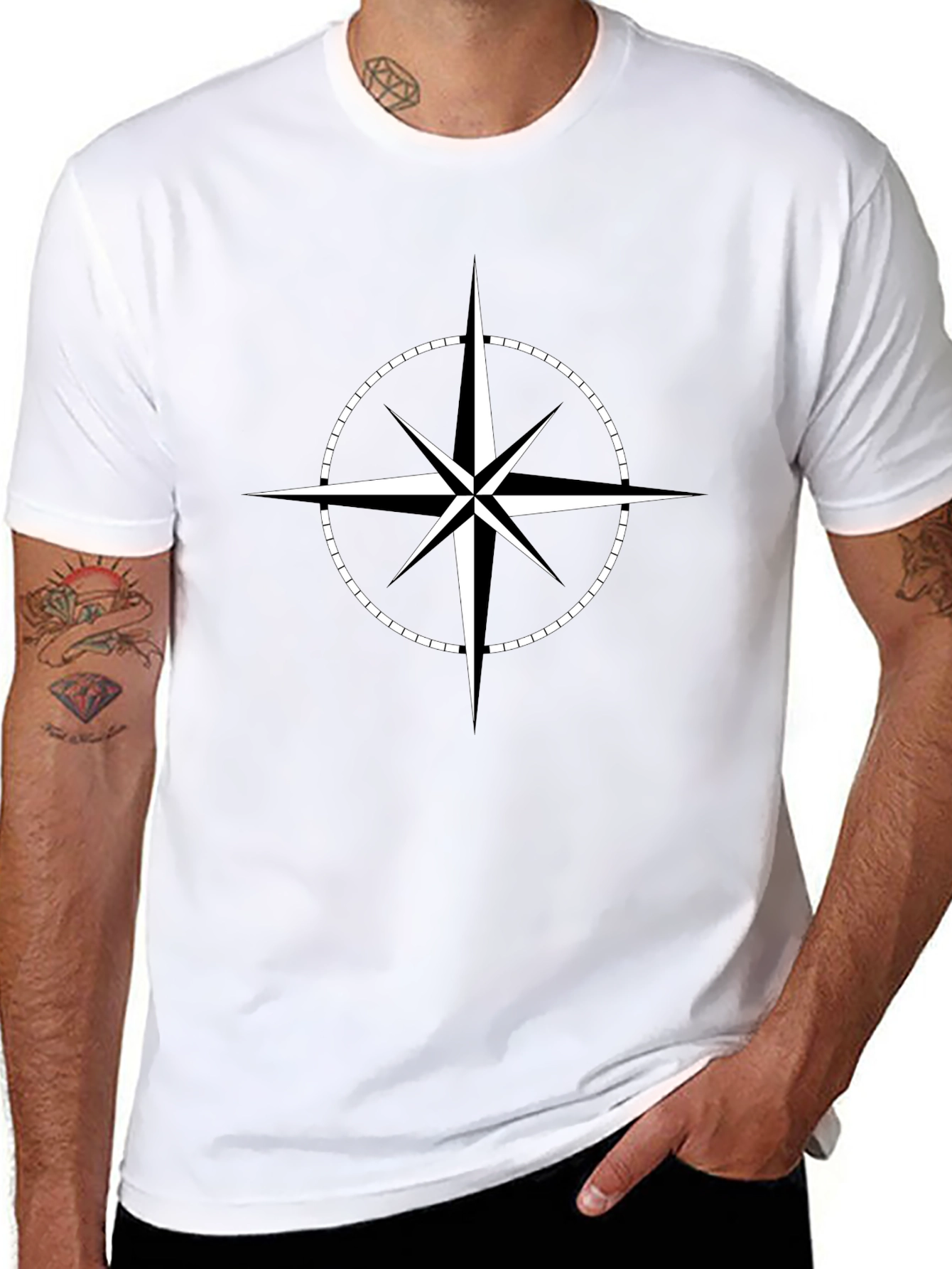 Compass Rose Graphic T-Shirt - Classic Black Tee