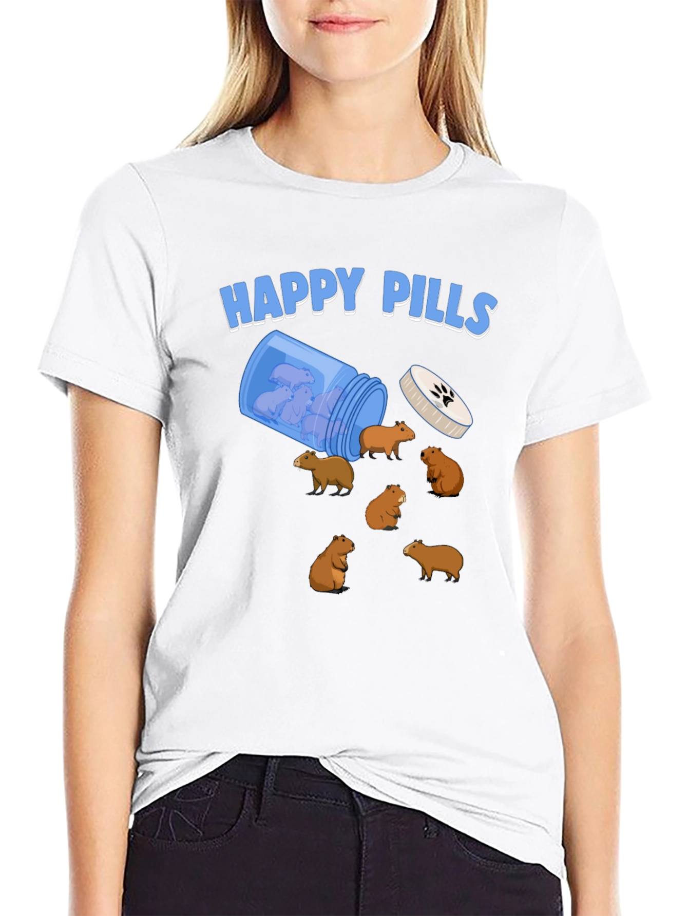 Happy Pills Capybara T-Shirt - Relax & Enjoy!