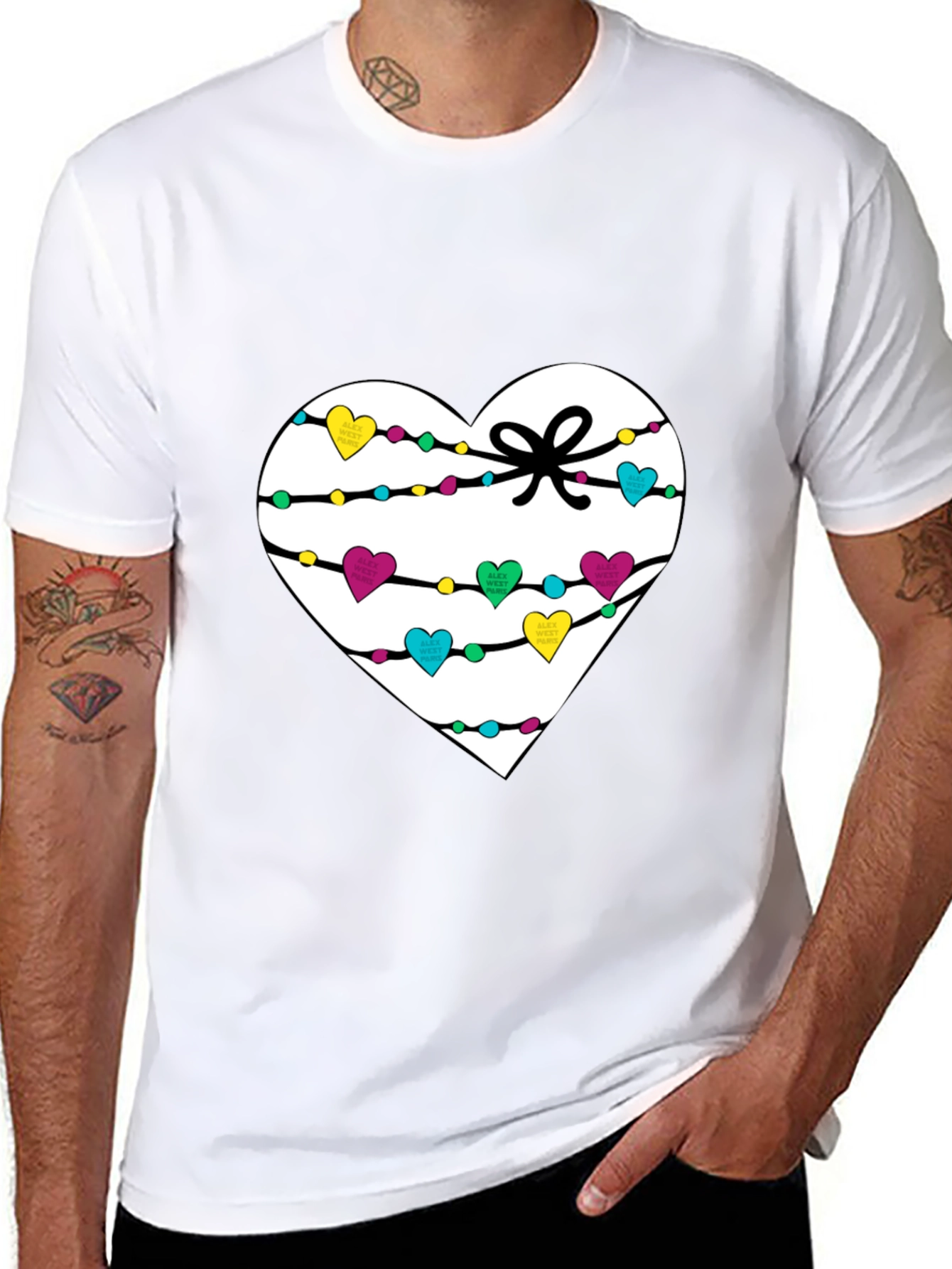 Heart Lights T-Shirt - Mens Black Tee