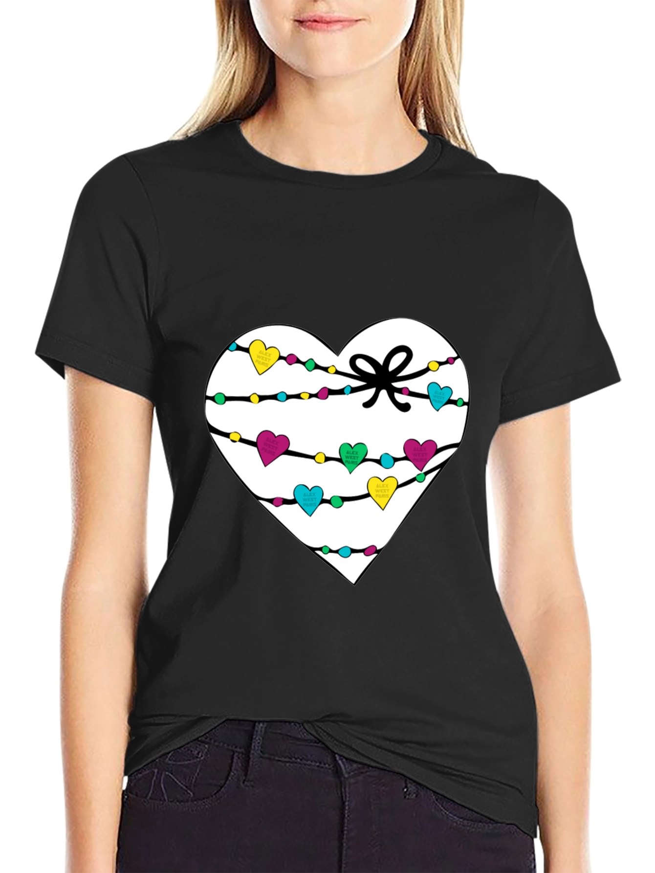 Heart Lights T-Shirt - Mens Black Tee
