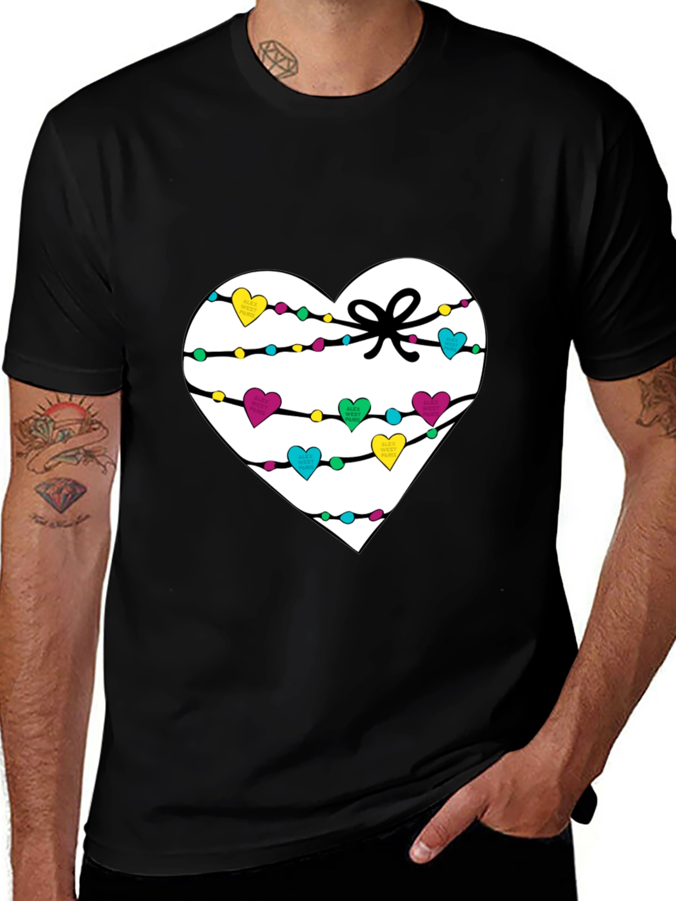 Heart Lights T-Shirt - Mens Black Tee