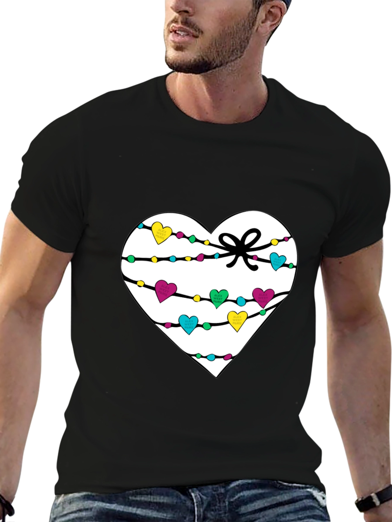 Heart Lights T-Shirt - Mens Black Tee