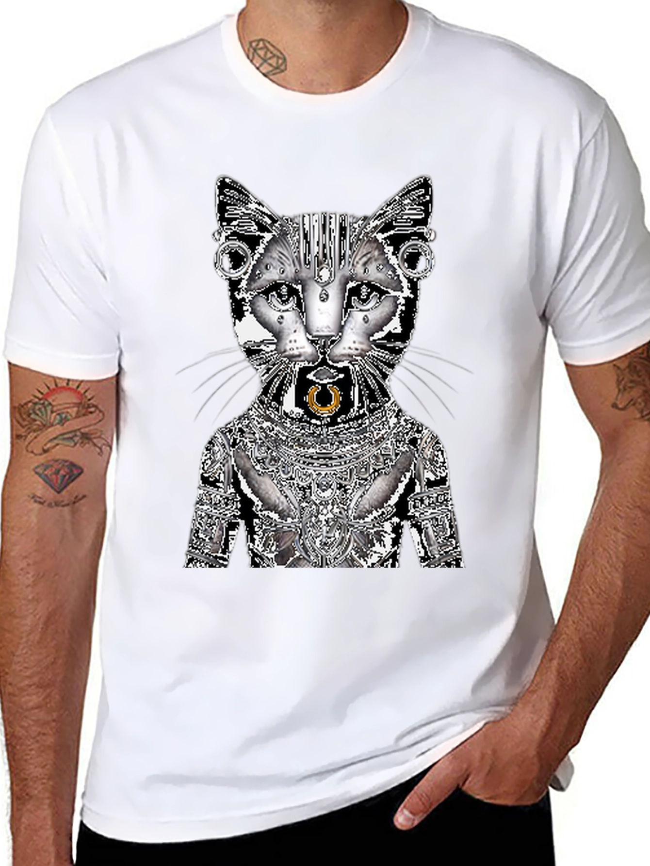 Cybernetic Cat T-Shirt - Unique Graphic Tee