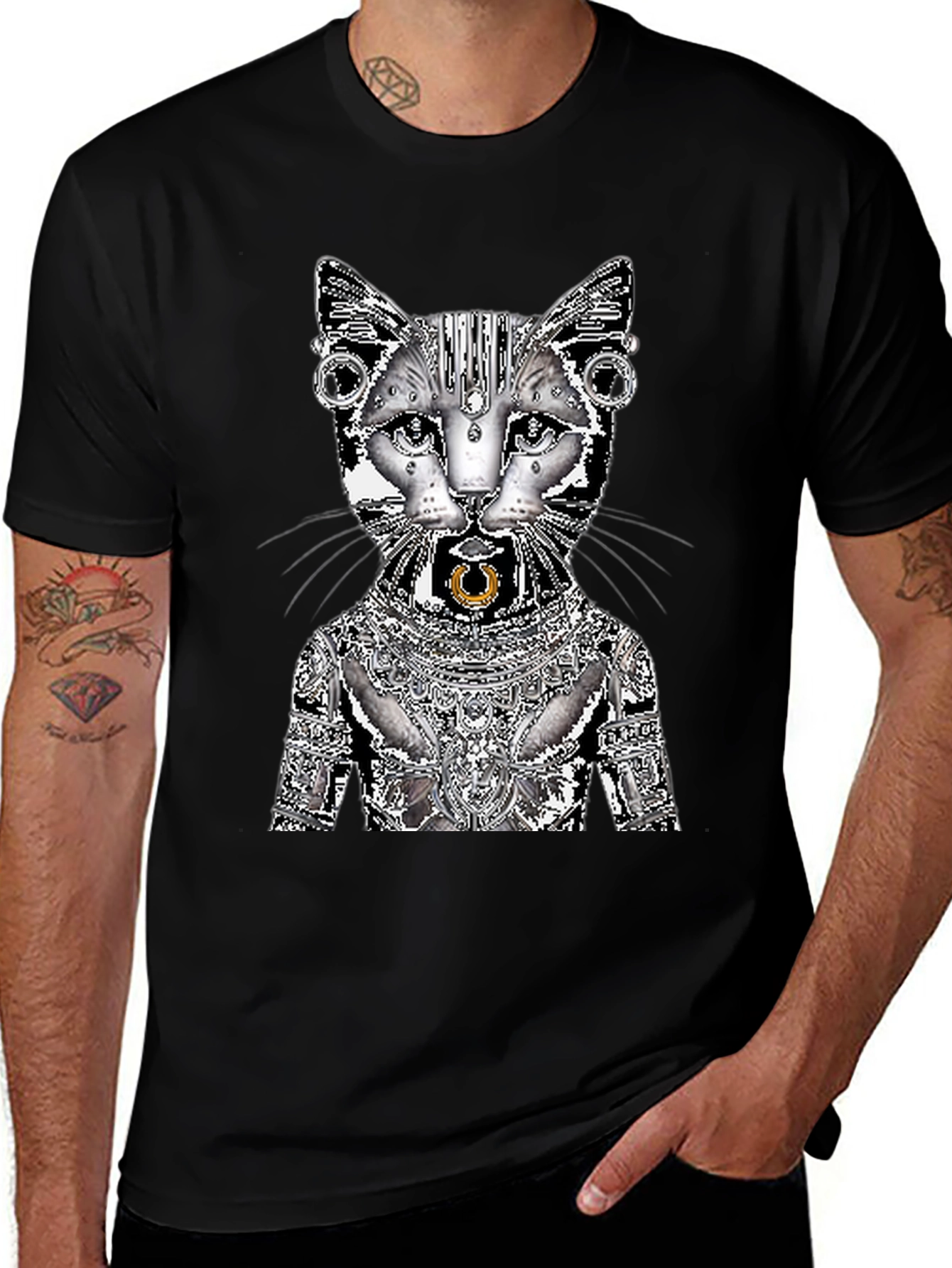 Cybernetic Cat T-Shirt - Unique Graphic Tee