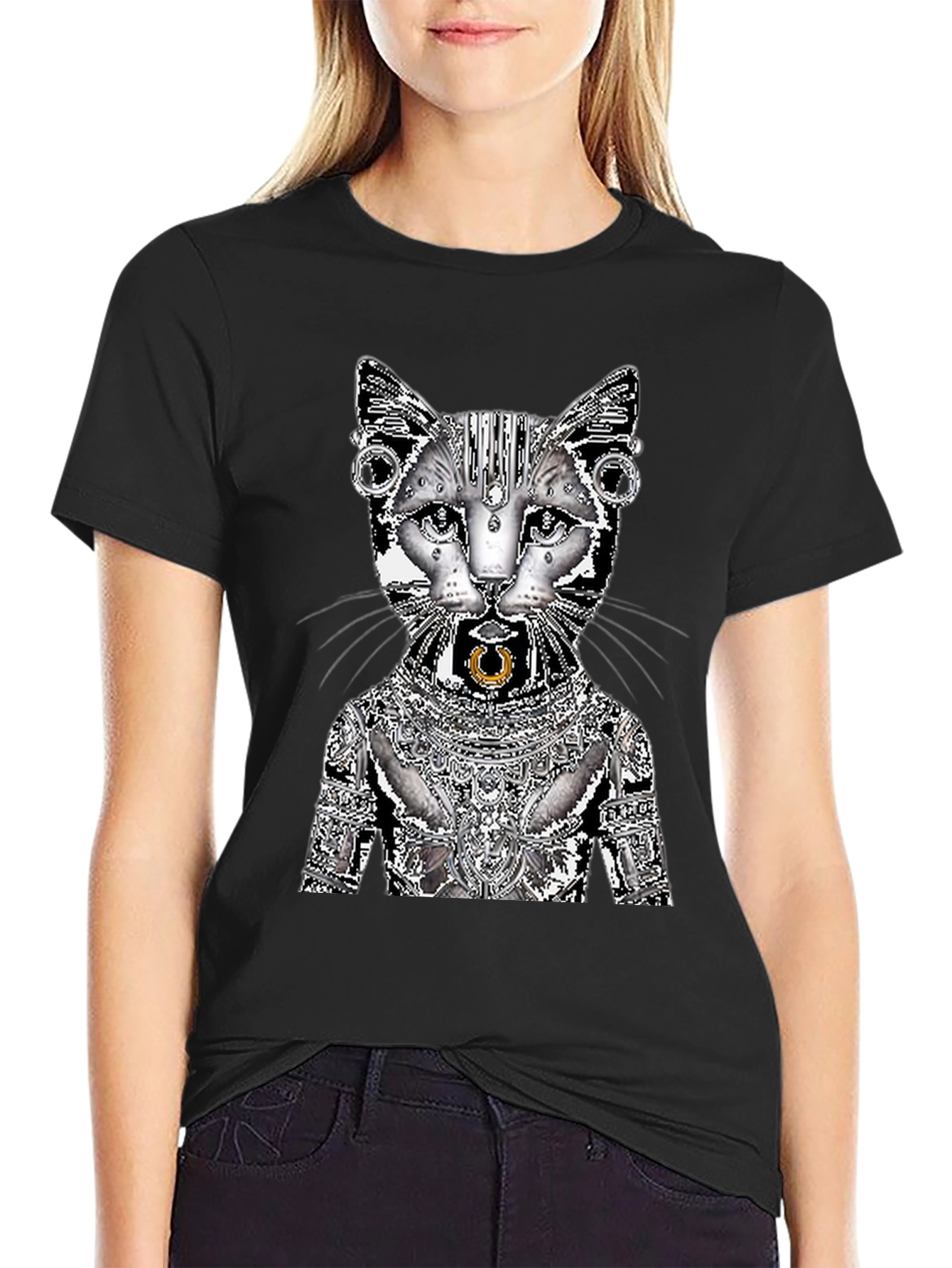 Cybernetic Cat T-Shirt - Unique Graphic Tee