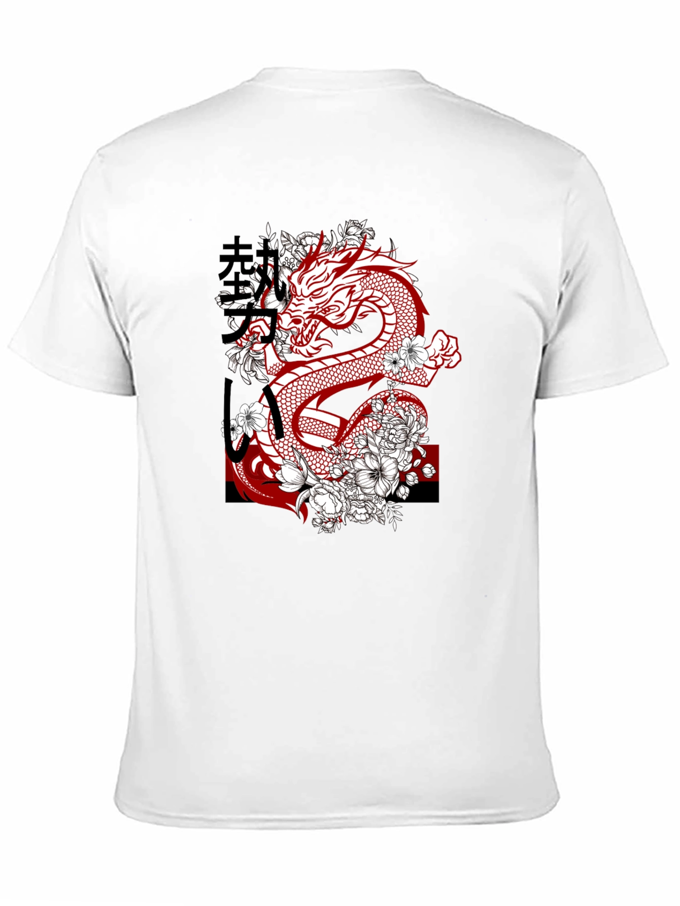 Dragon & Floral Graphic Print Mens Tee