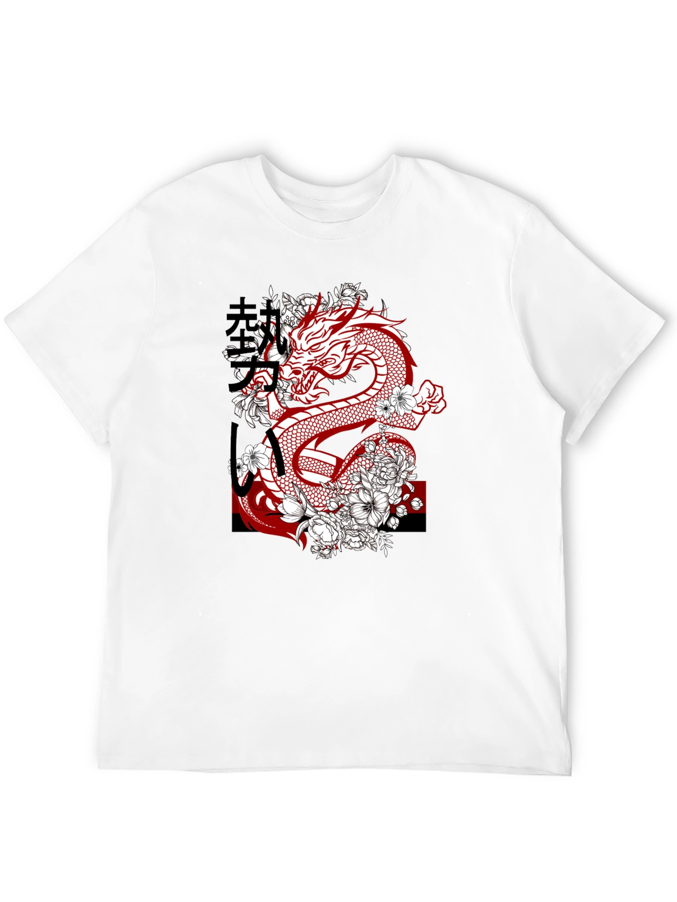 Dragon & Floral Graphic Print Mens Tee