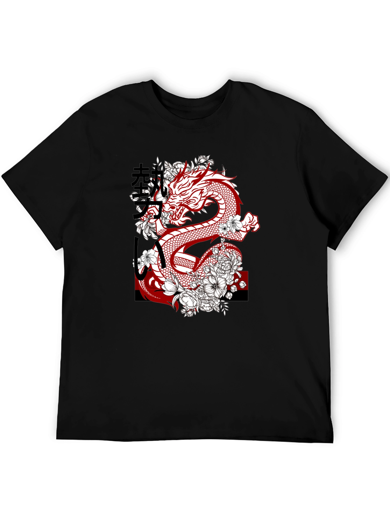 Dragon & Floral Graphic Print Mens Tee
