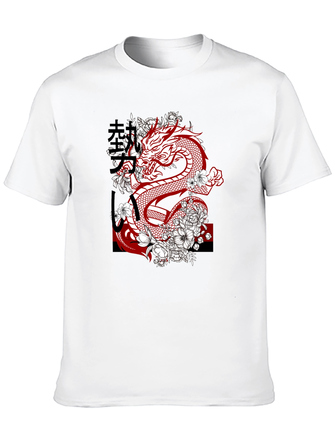 Dragon & Floral Graphic Print Mens Tee