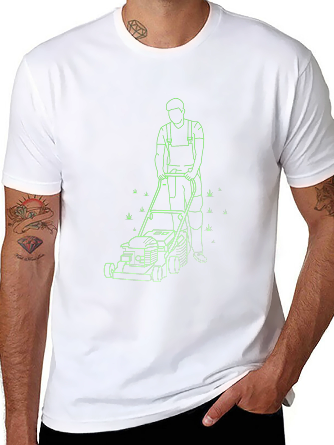 Lawn Mowing Graphic T-Shirt - Black