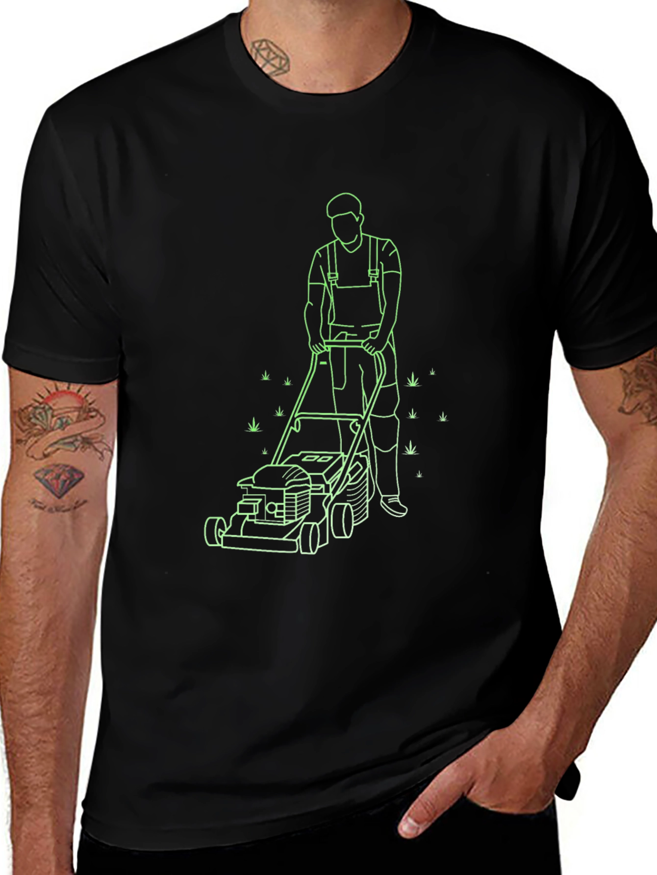 Lawn Mowing Graphic T-Shirt - Black
