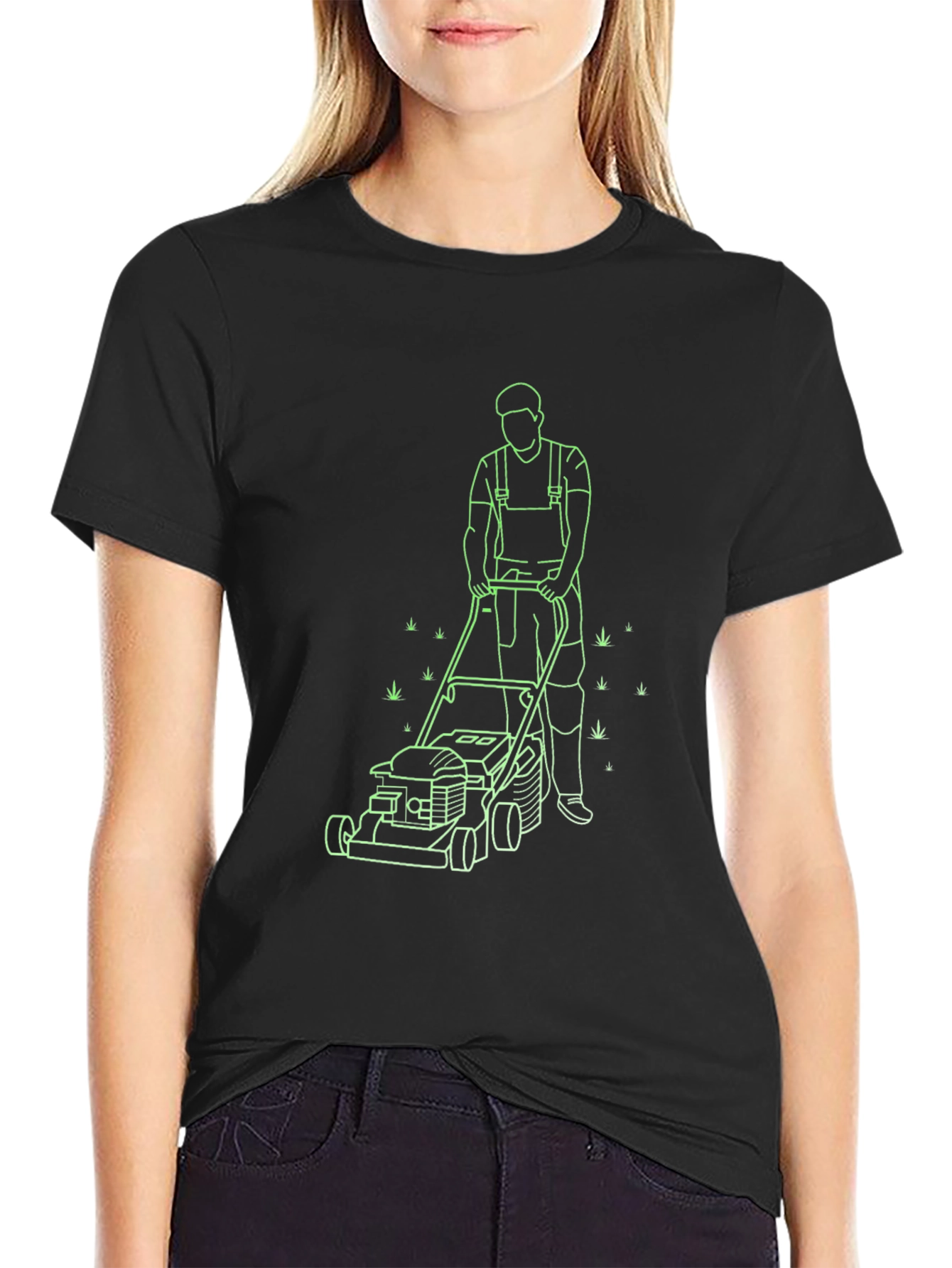 Lawn Mowing Graphic T-Shirt - Black