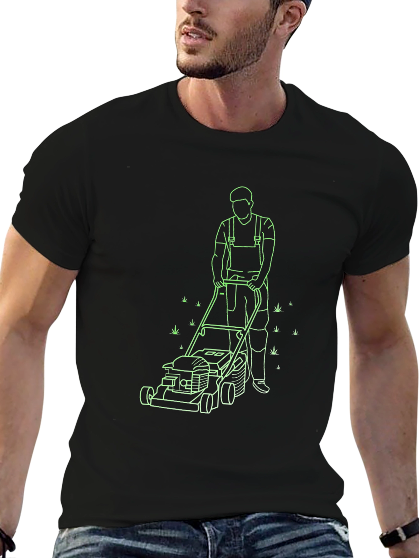 Lawn Mowing Graphic T-Shirt - Black