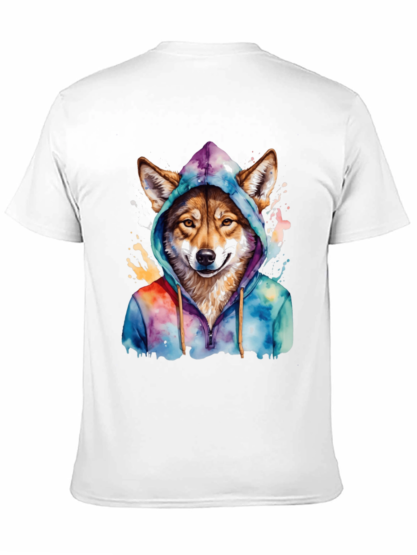Wolf in Hoodie Graphic T-Shirt