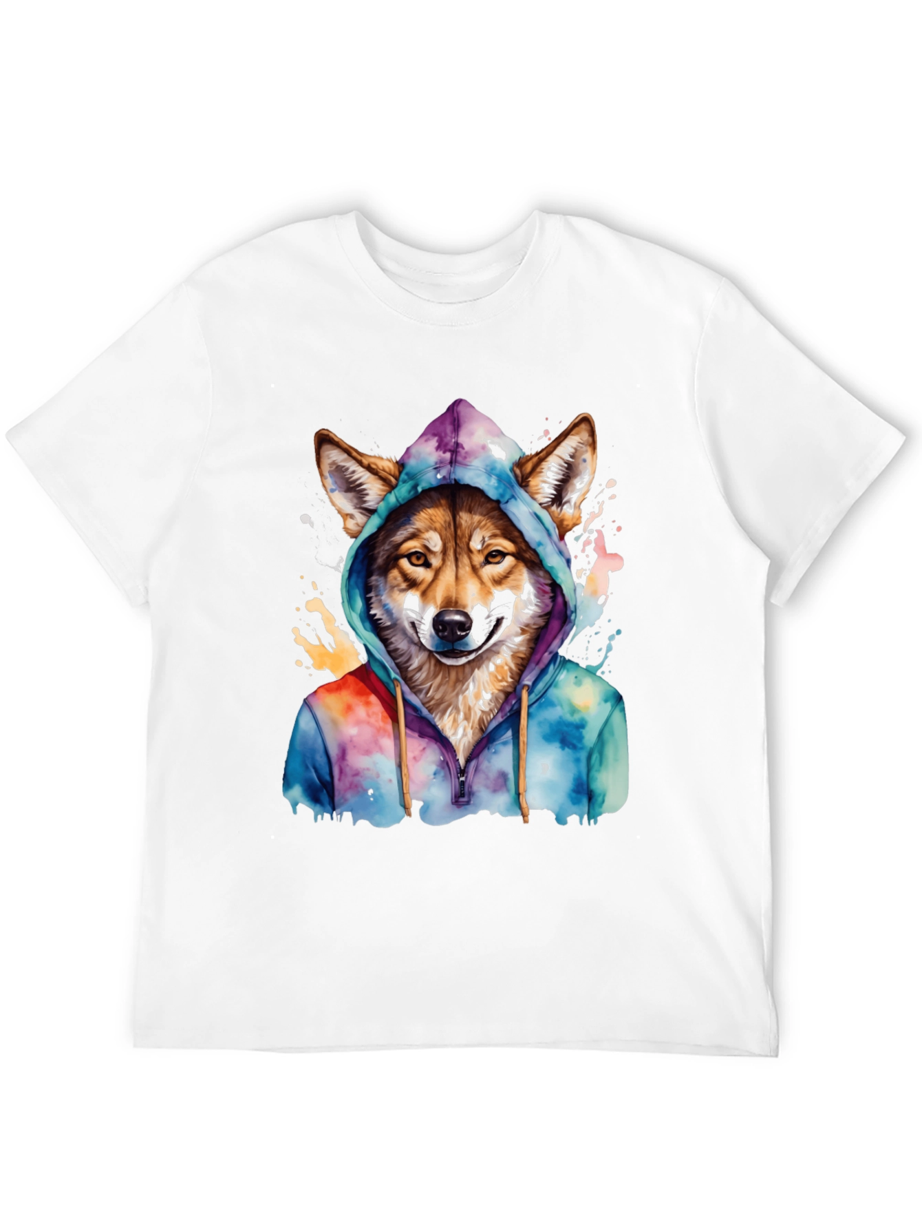Wolf in Hoodie Graphic T-Shirt