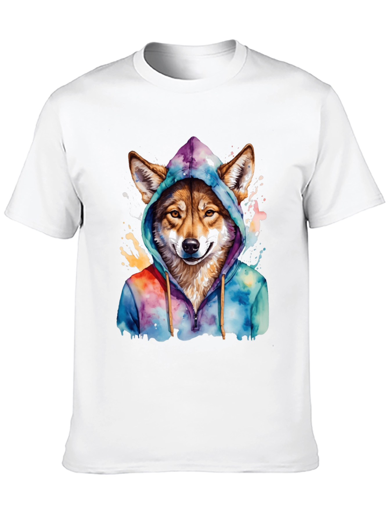 Wolf in Hoodie Graphic T-Shirt