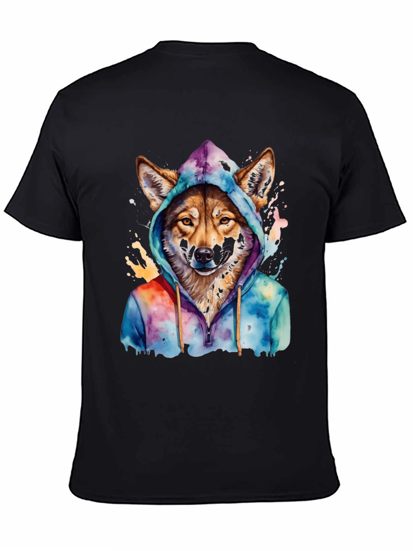 Wolf in Hoodie Graphic T-Shirt