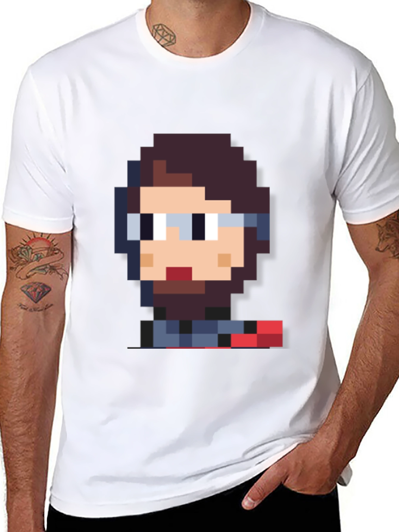 Pixel Art Geek T-Shirt - Black Crew Neck
