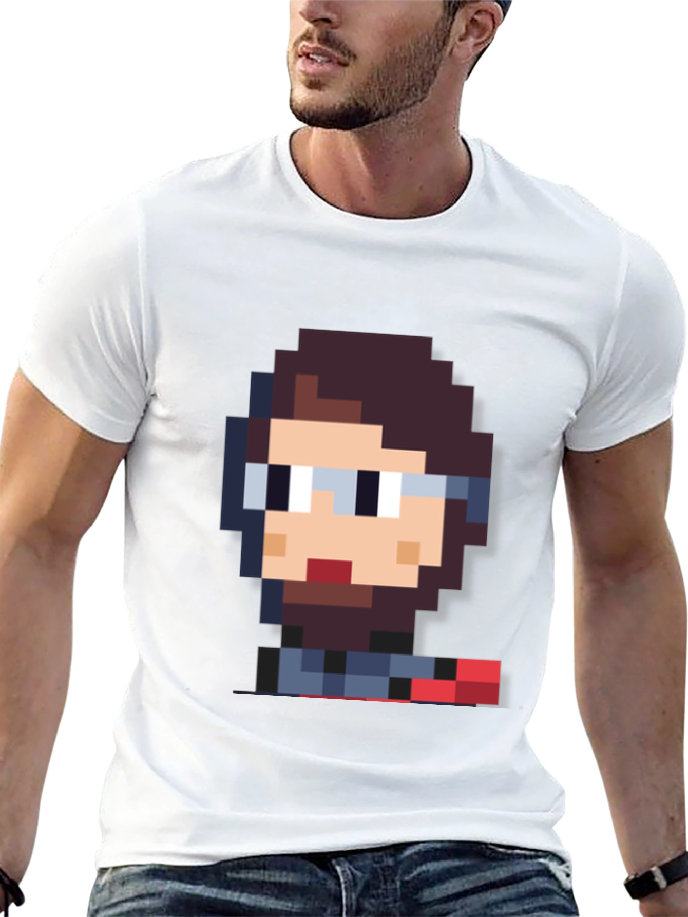 Pixel Art Geek T-Shirt - Black Crew Neck
