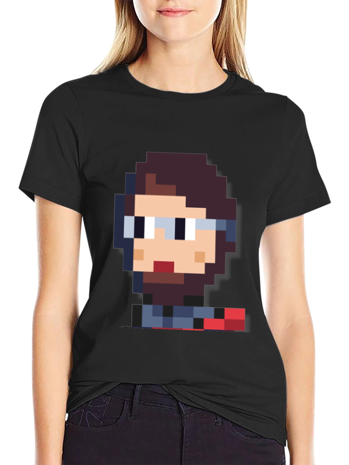 Pixel Art Geek T-Shirt - Black Crew Neck