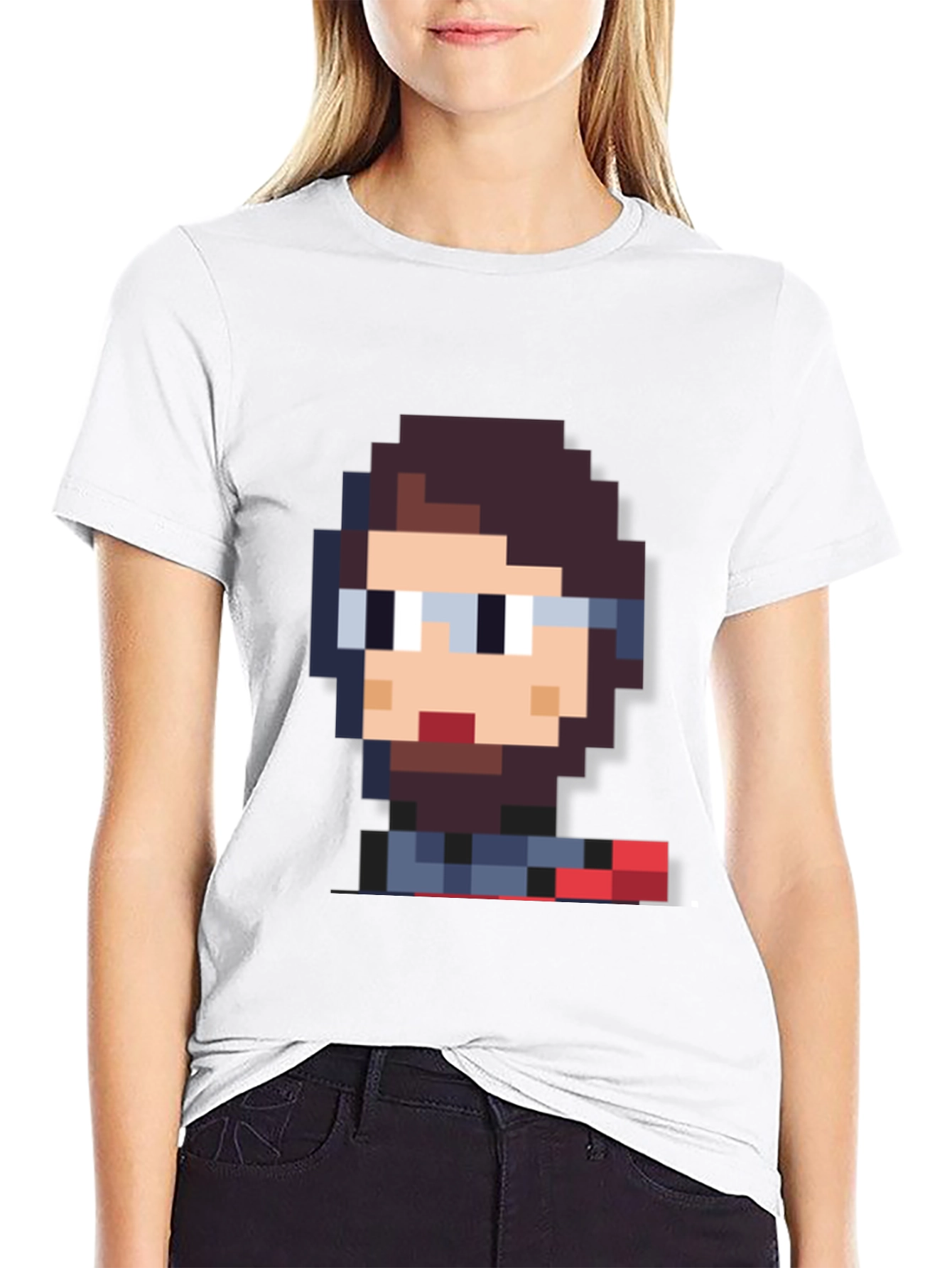 Pixel Art Geek T-Shirt - Black Crew Neck