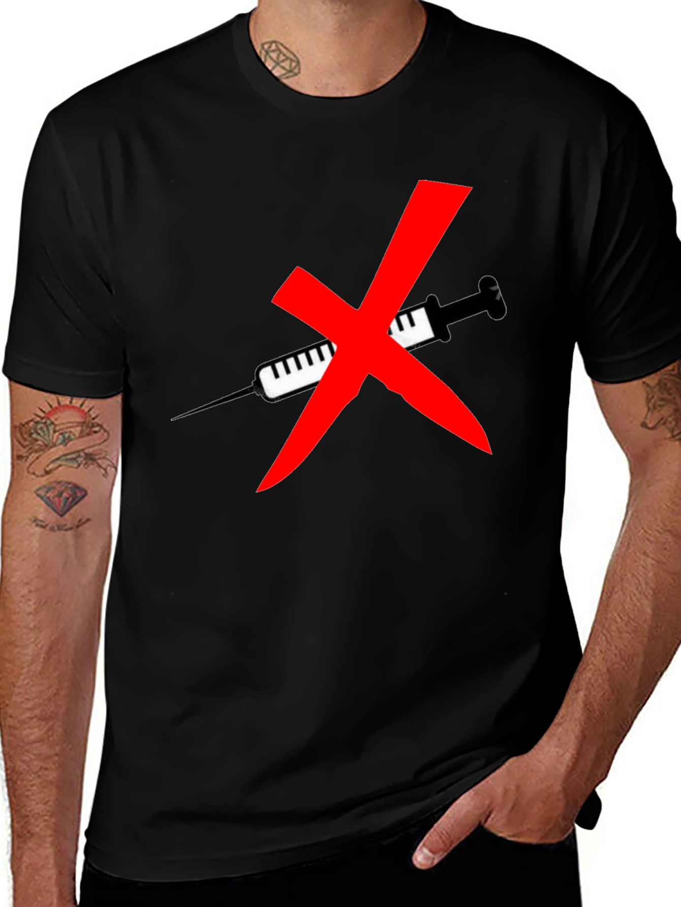Anti Vaccine T-Shirt - Black Cotton Graphic Tee