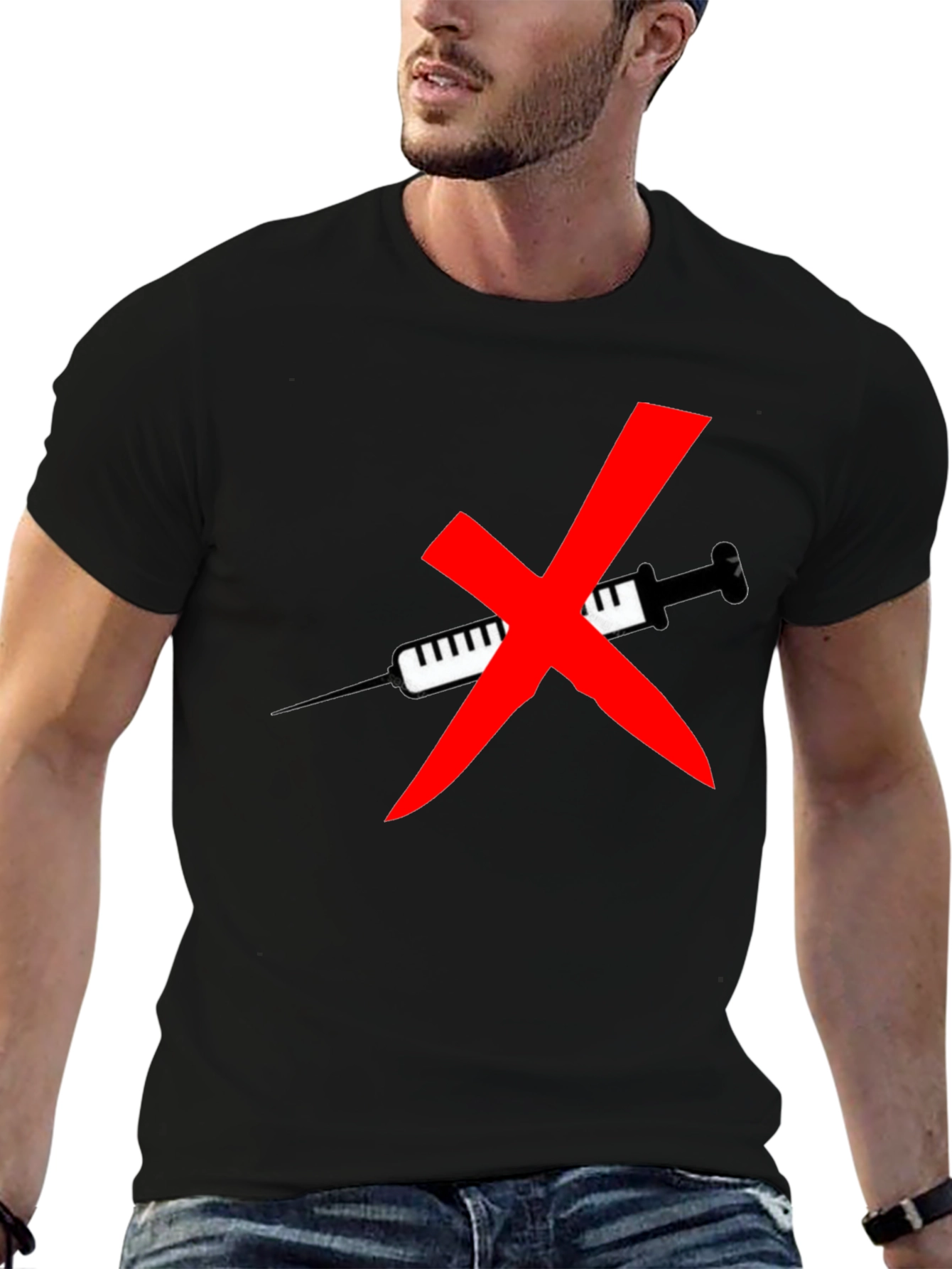 Anti Vaccine T-Shirt - Black Cotton Graphic Tee