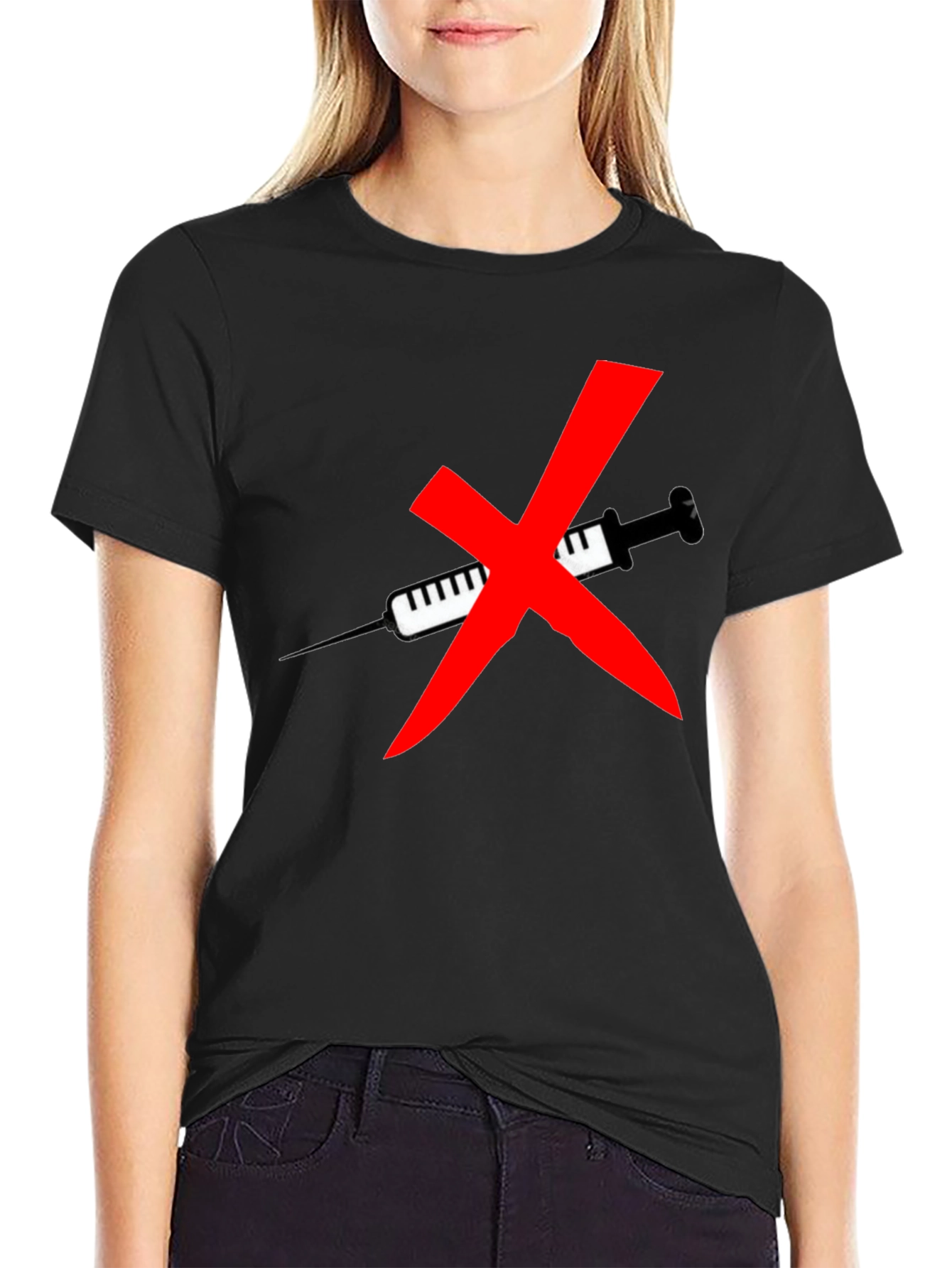 Anti Vaccine T-Shirt - Black Cotton Graphic Tee