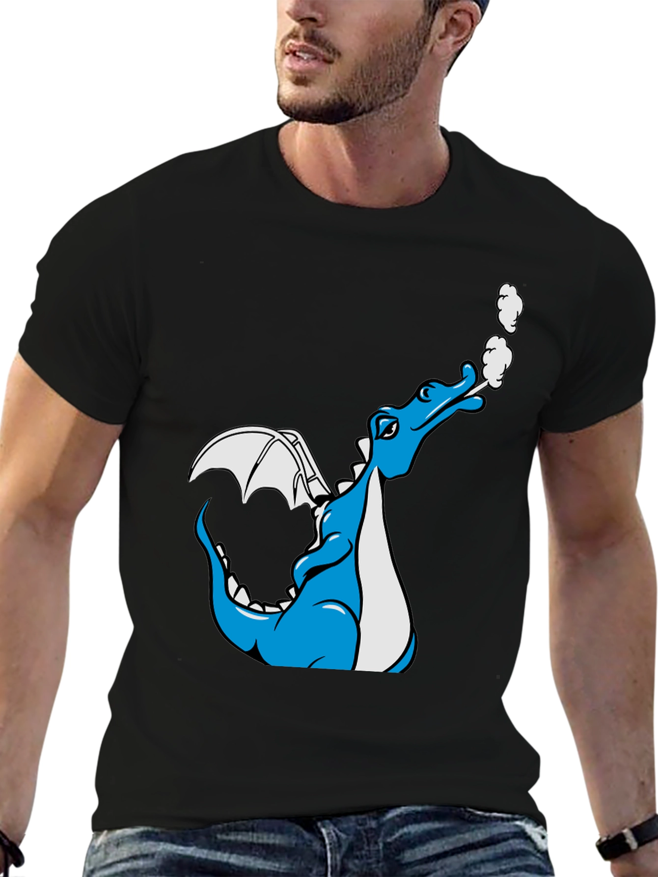 Dragon Graphic Tee - Cool Cartoon Design Black T-Shirt