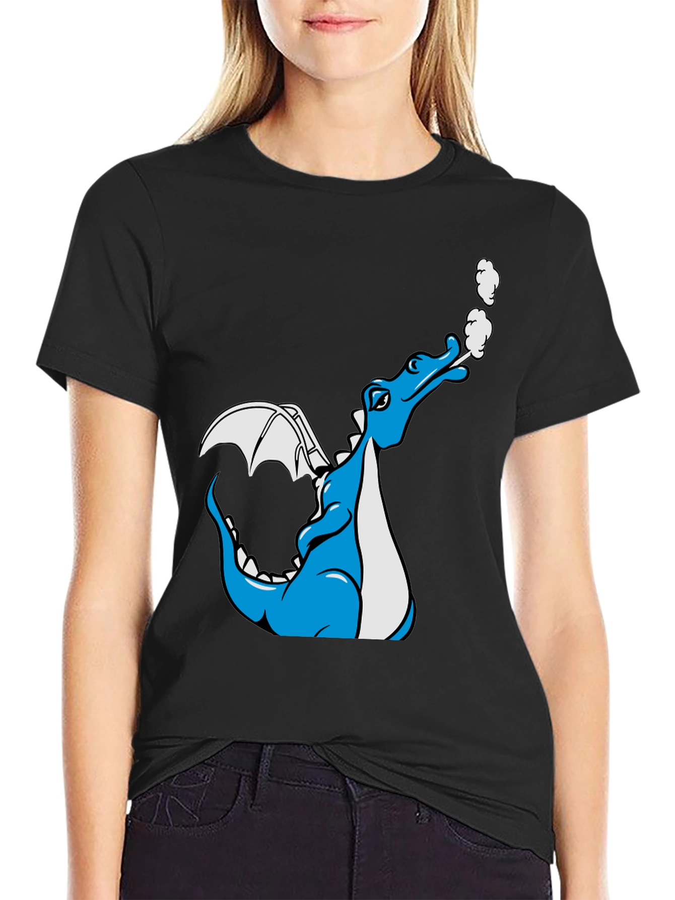 Dragon Graphic Tee - Cool Cartoon Design Black T-Shirt