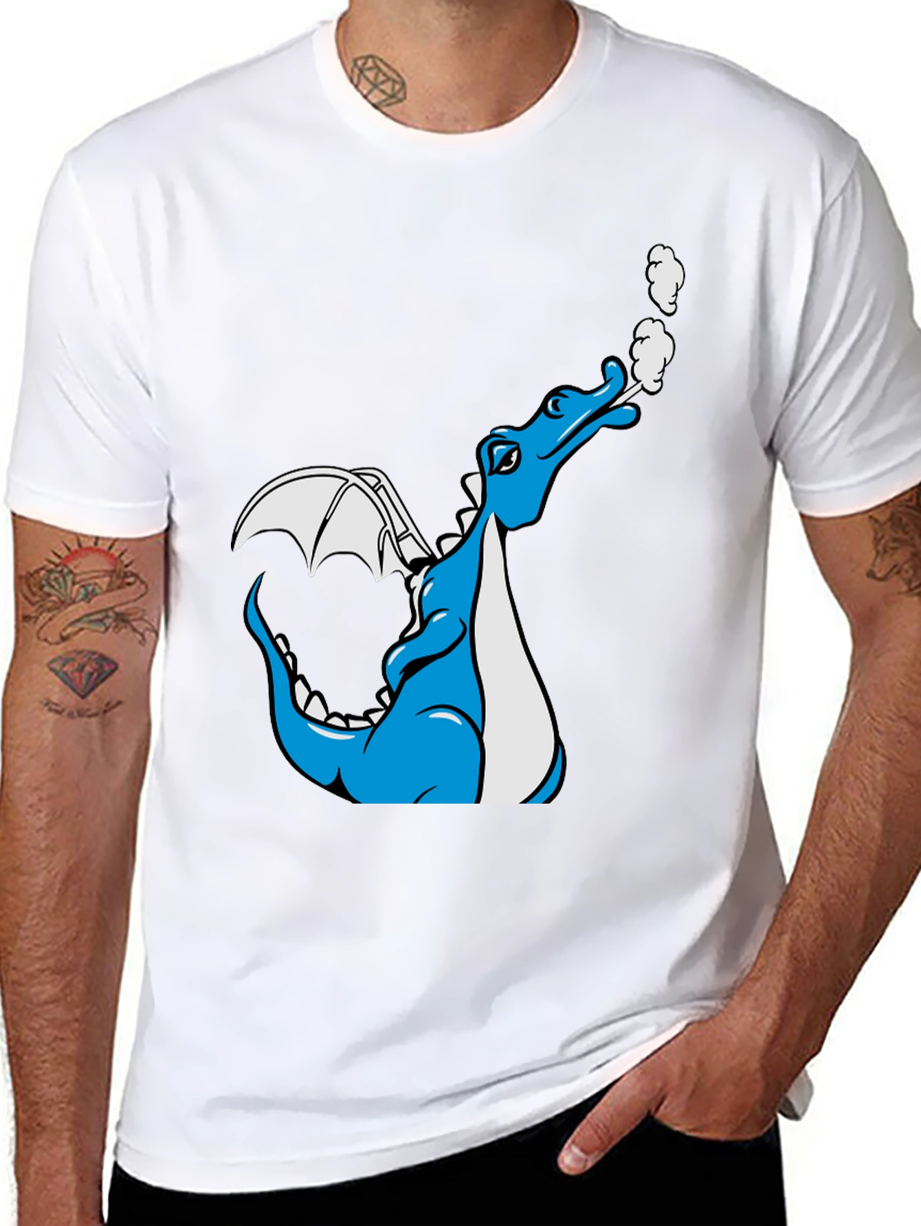 Dragon Graphic Tee - Cool Cartoon Design Black T-Shirt