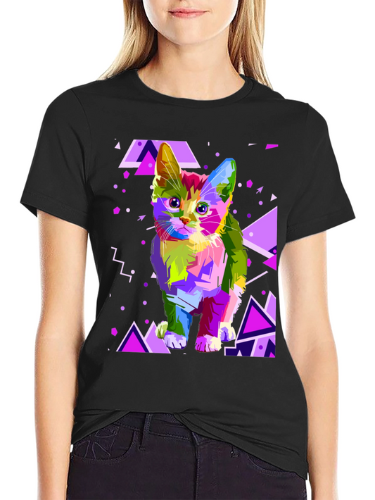 Abstract Cat Graphic T-Shirt
