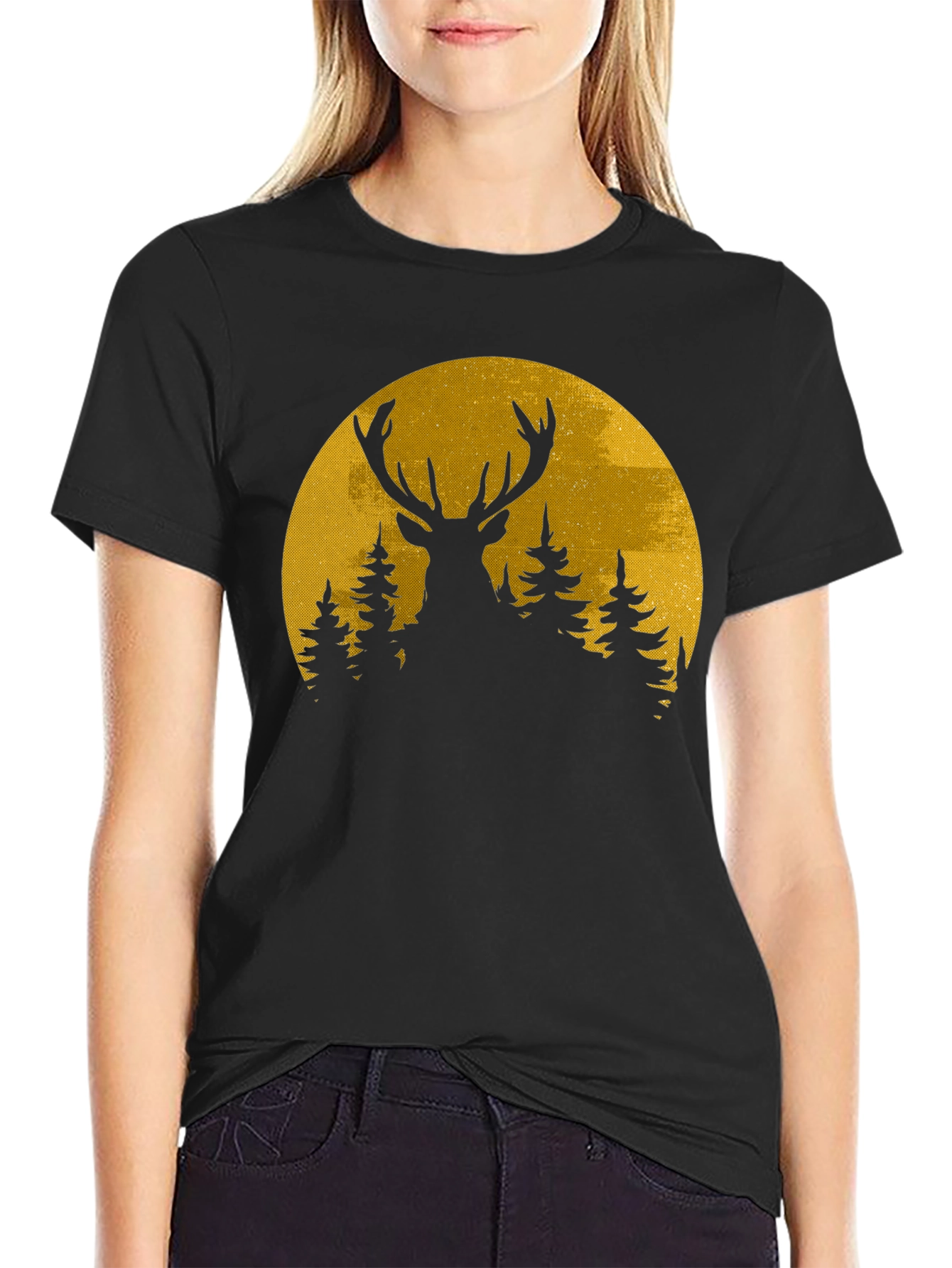 Deer Silhouette Moon Graphic Tee