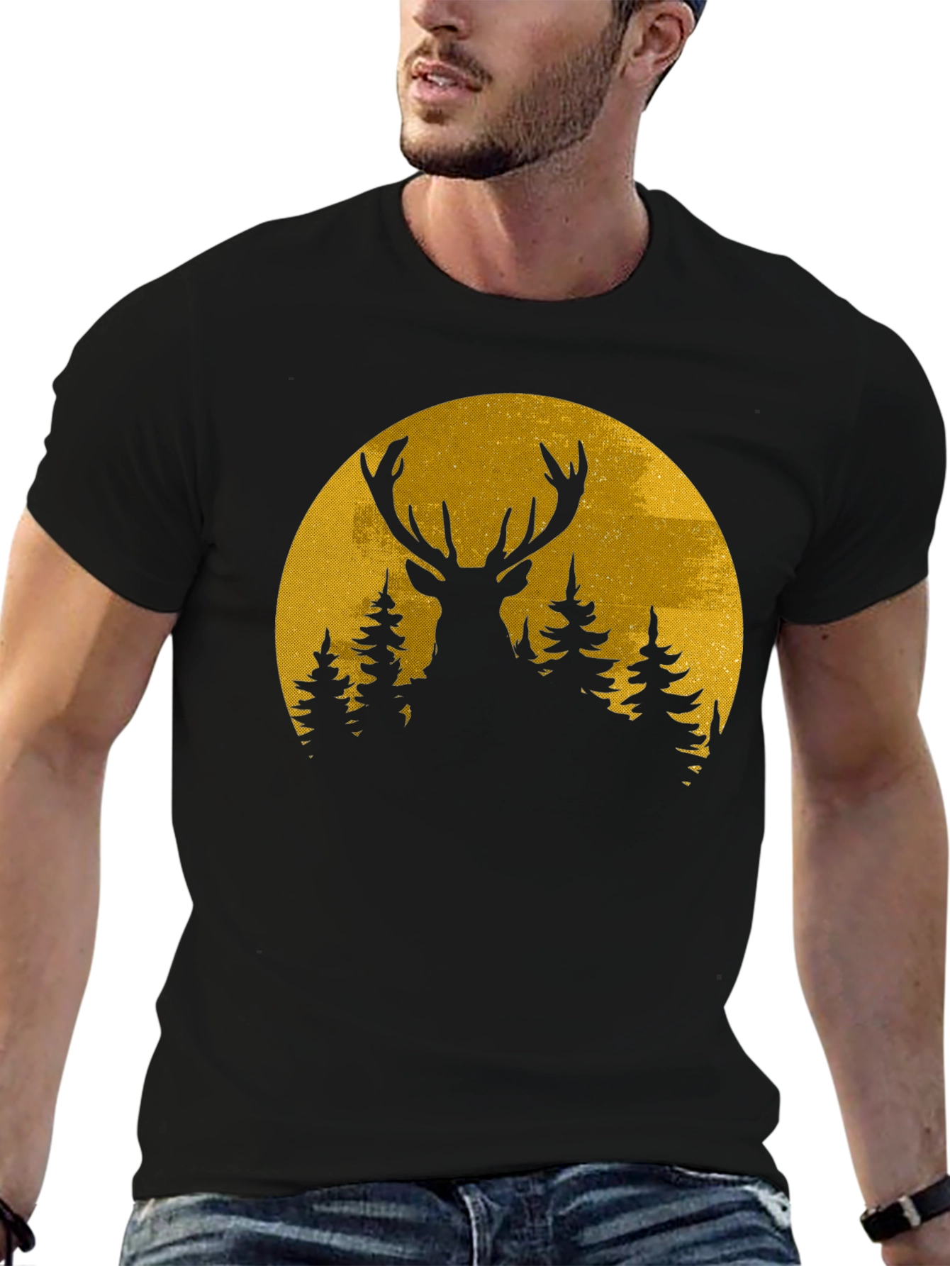 Deer Silhouette Moon Graphic Tee